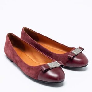 Marc By Marc Jacobs Burgundy Leather & Suede Slip On Ballet Flats